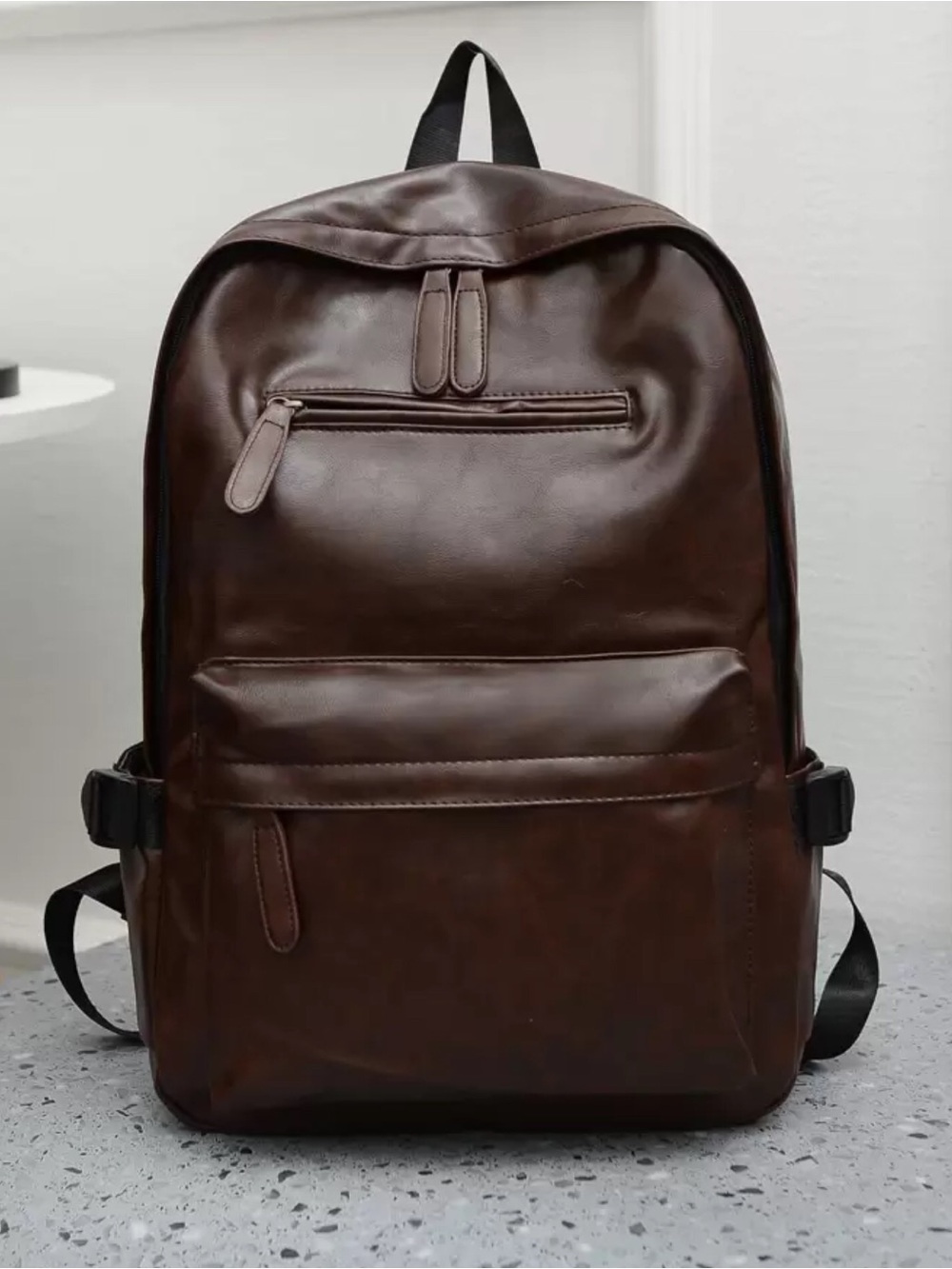 Men's Dark Brown Leather Backpack - Everyday Commuter Pack